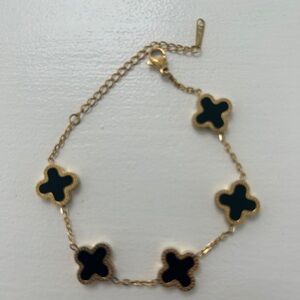 14 k gold plated and Black Clover Bracelet